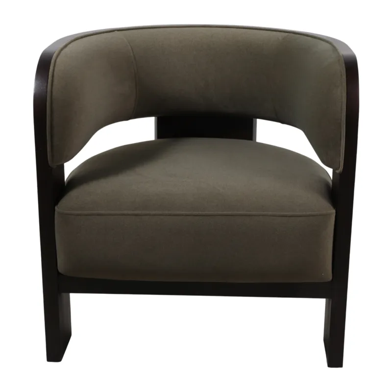 32x30" Curved Accent Chair, Green/brown