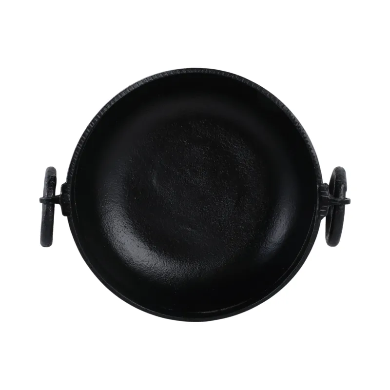 16x13\" Metal Pedestal Bowl With Ring Handles, Blk