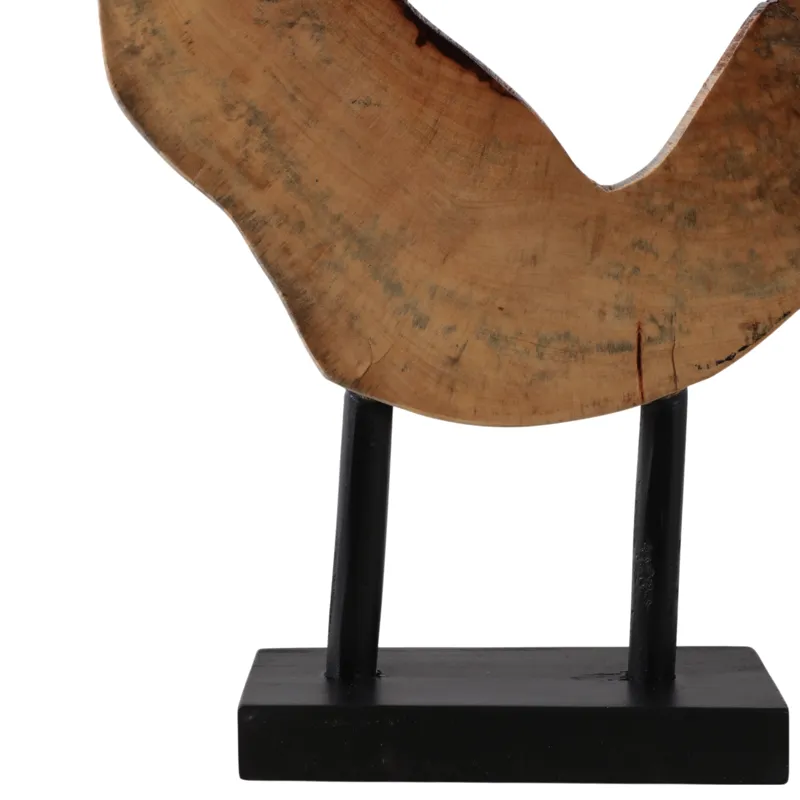 25x16" Open Wood Disc On Stand, Brown/black