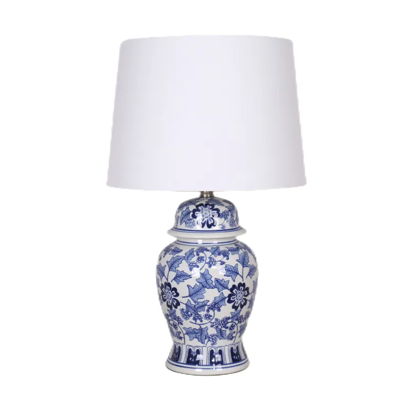 Ceramic, 25\" Temple Jar Table Lamp, Blue/white