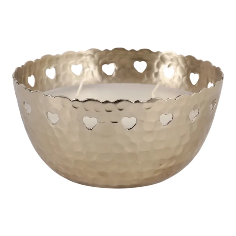 6\" 30 Oz Fig & Apricot Hearts Pierced Metal Candle