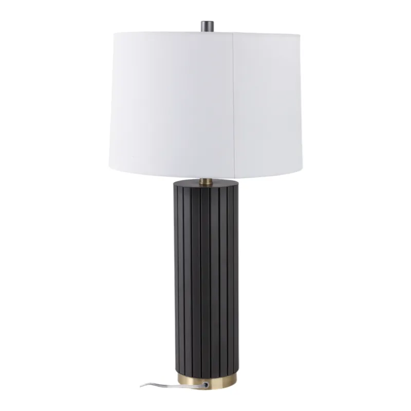 28\" Metal Table Lamp, Gray