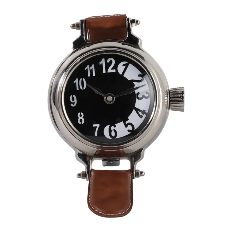 10x6\" Wristwatch Table Clock, Brown/silver