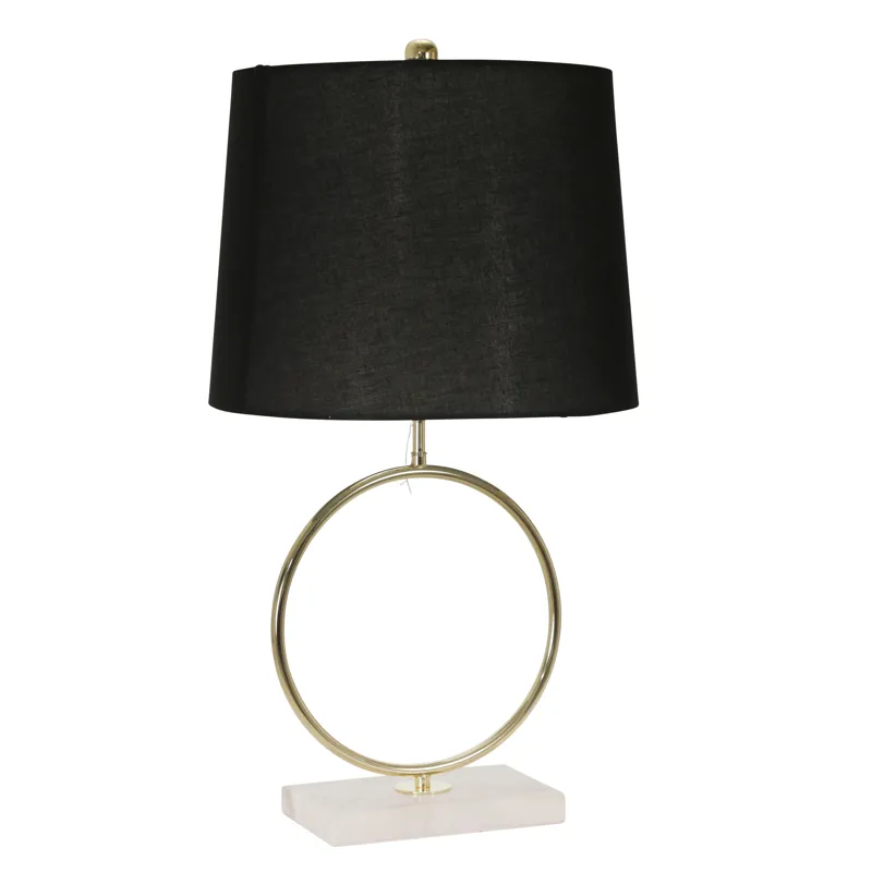Metal 28" Ring Table Lamp W/marble Base, Gold