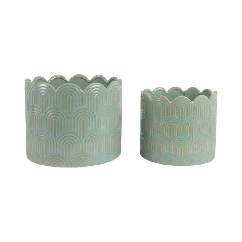 S/2 9/12\"  Arch Planters, Sage Green