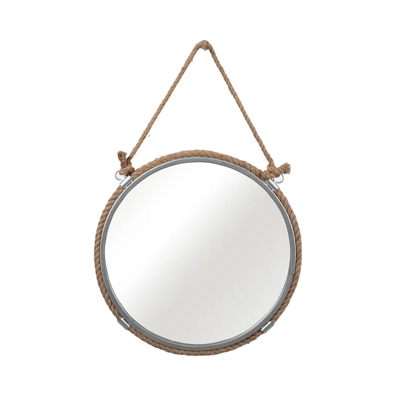 Ec Metal 24\" Mirror With Rope, Silver/natural
