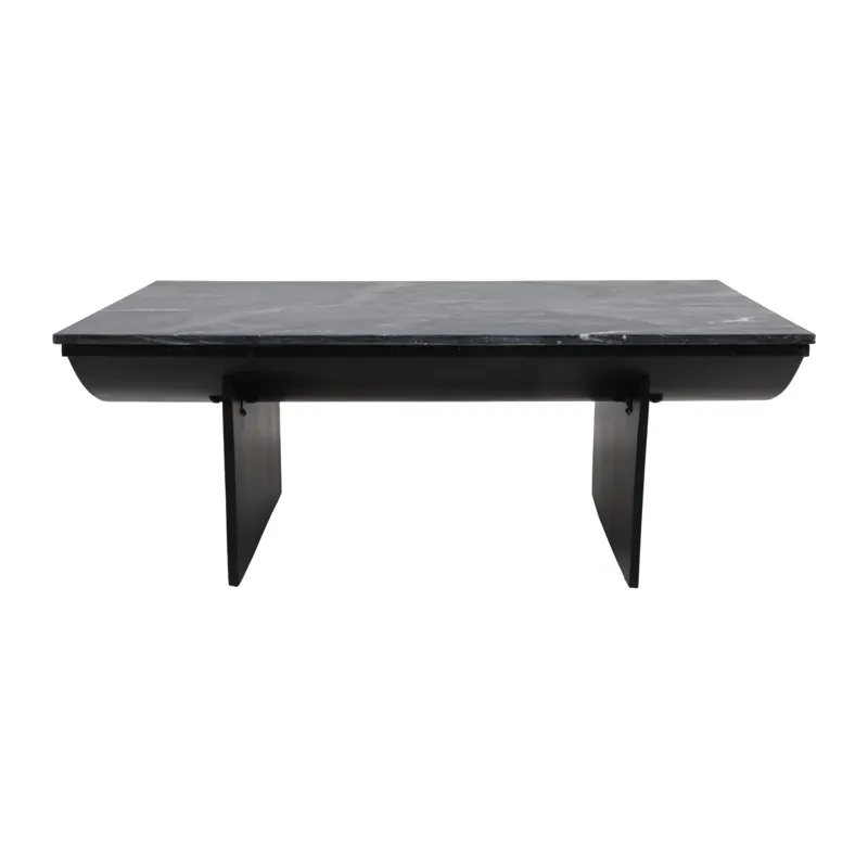 46x24\" Modern Marble Top Coffee Table, Black