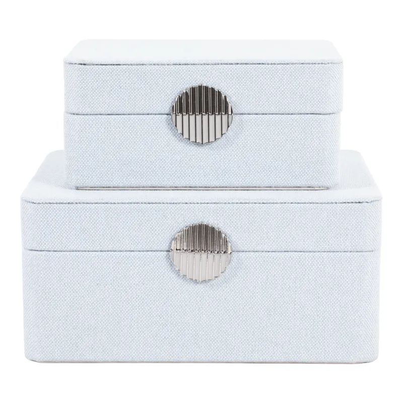 S/2 7/9" Rounded Corner Boxes, Light Blue