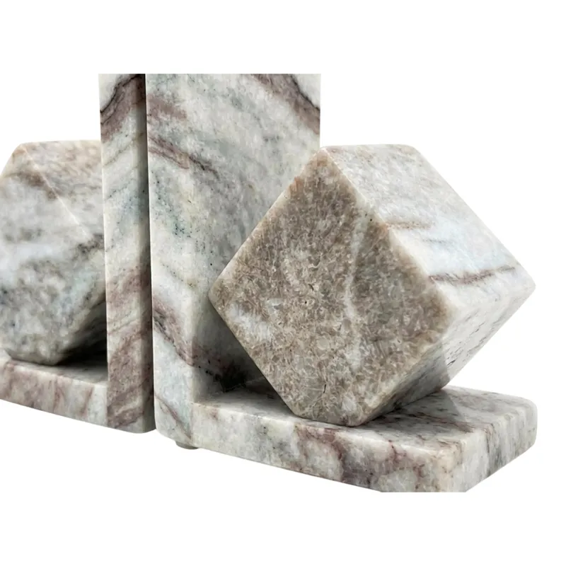 S/2 6\" Cube Bookend Pair, Toronto Marble