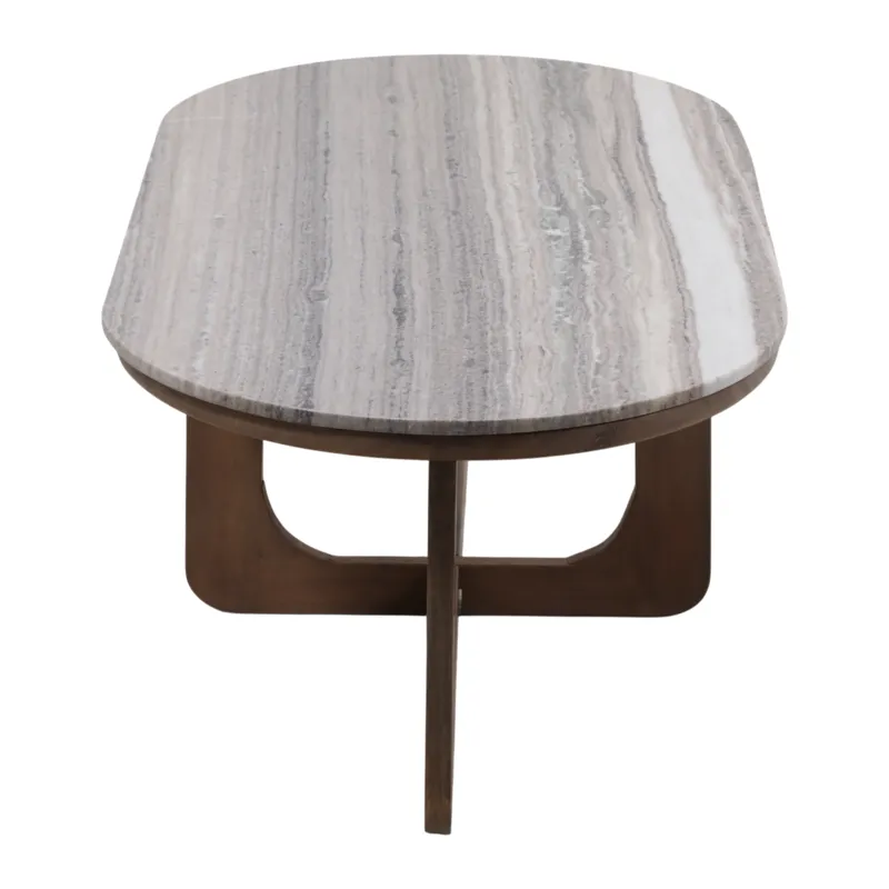 45x25\" Morchana Marble Top Coffee Table, Gray/brow