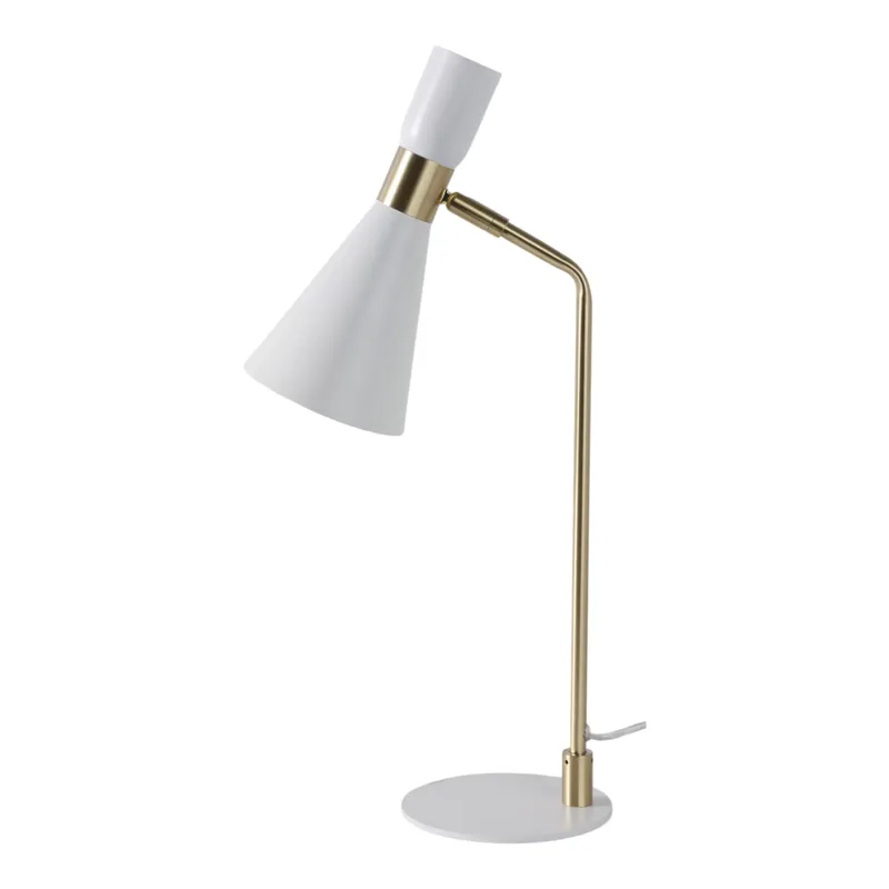 21\" Metal Table Lamp, White/gold