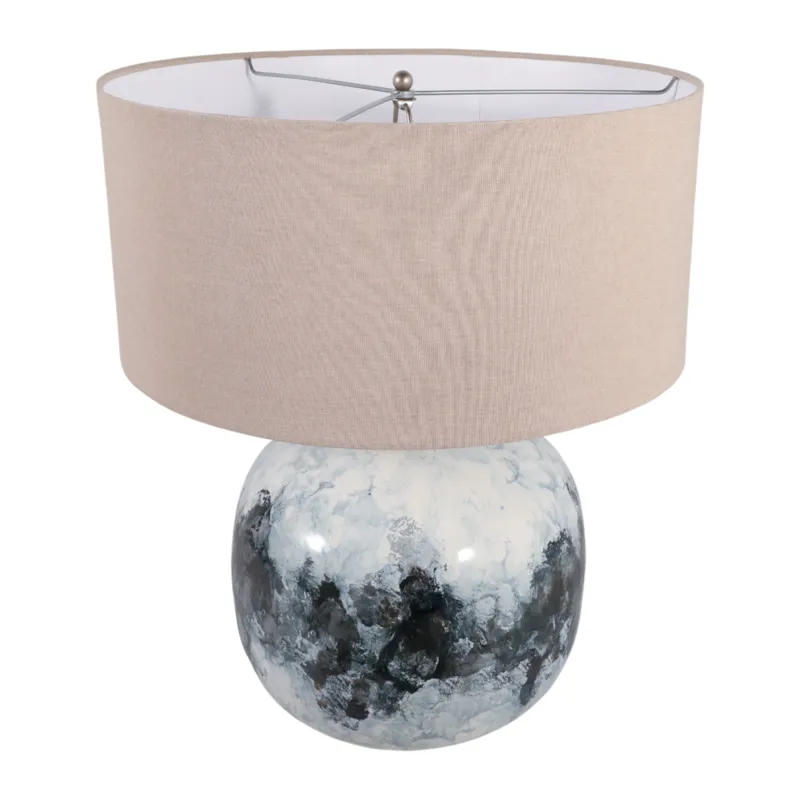 28x22\" Metal Base Table Lamp, Blue Multi