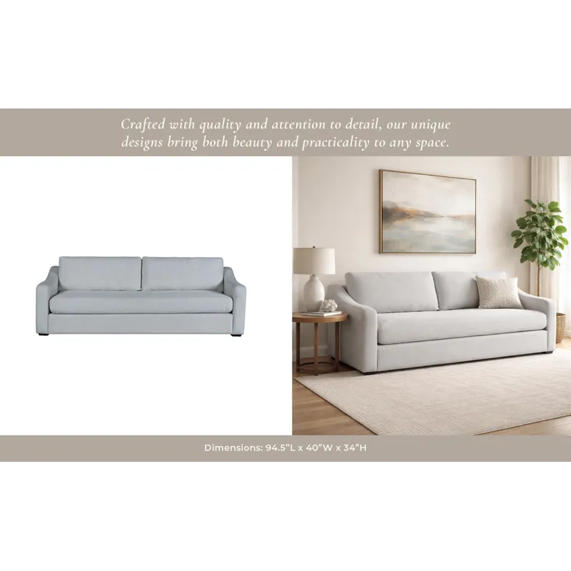95x40" Cary Modern Sofa, Light Grey