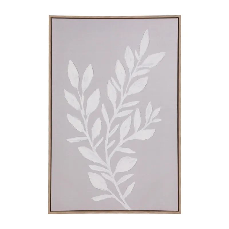 24x36" Textured Leaves Wall Art, Ivory/tan