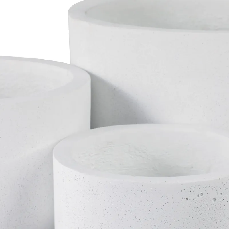 S/3 9/12/15\" Rounded Cement Planters, White