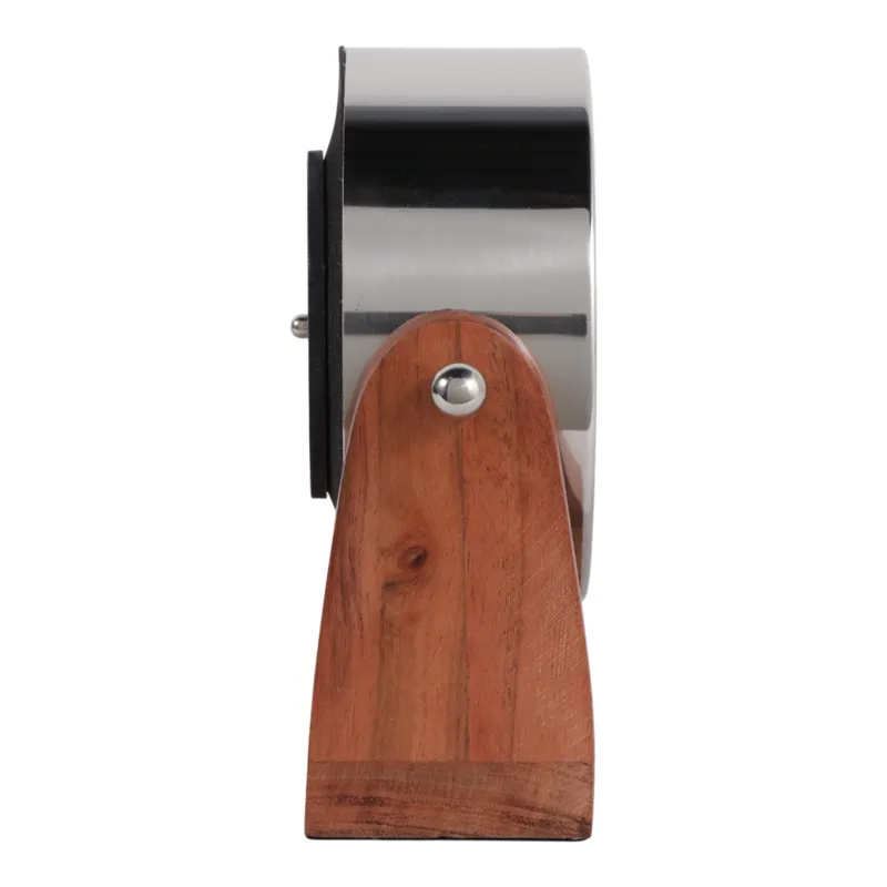 7x7\" Clock On Wood Base, Natural/silver