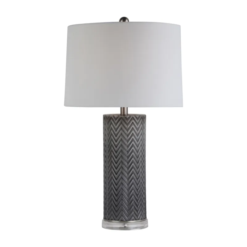 Glass 28\"  Chevron Table Lamp, Gray/white