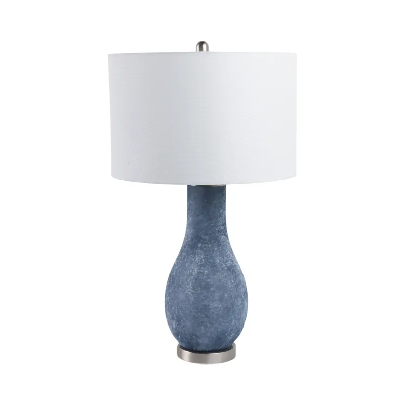 29x17\" Frosted Glass Teardrop Table Lamp, Dark Blu