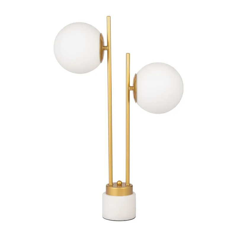Glass/brass 23\" Double Diffuser Table Lamp, Gold