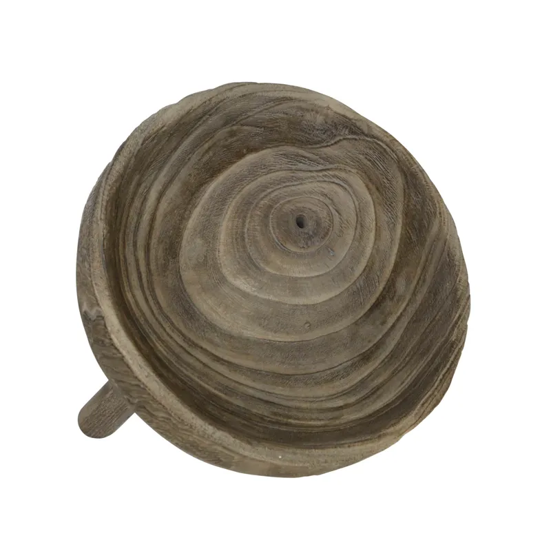 Wood 11" Bowl With Legs, Gray