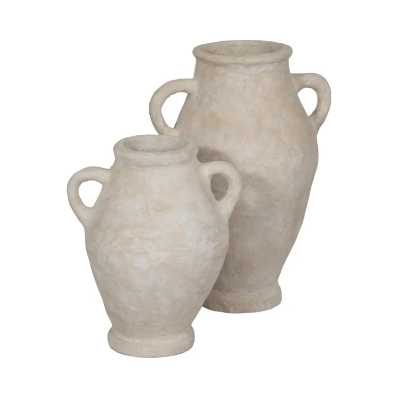 32\" Paper Mache Jug With Handles, White