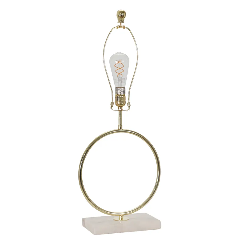Metal 28" Ring Table Lamp W/marble Base, Gold