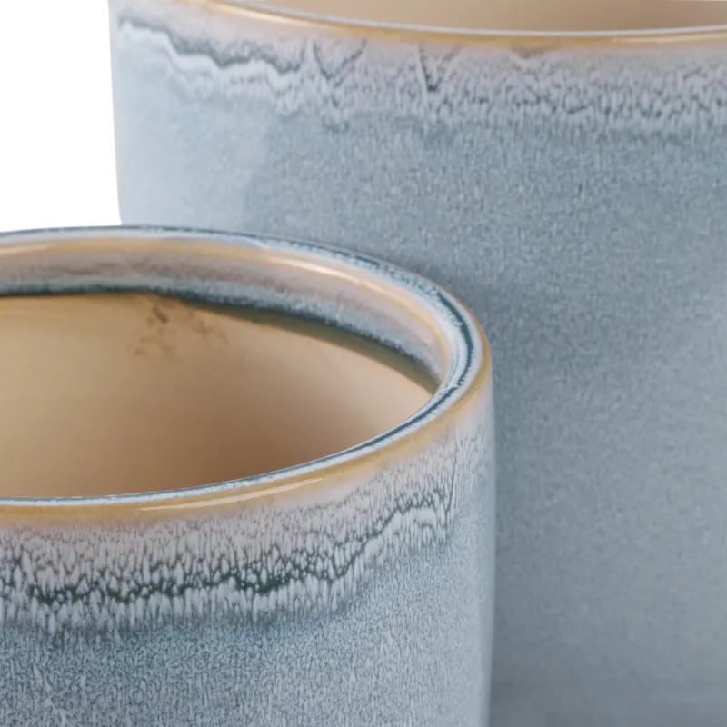 S/2 6/8\" Reactive Glazed Planters, Blue
