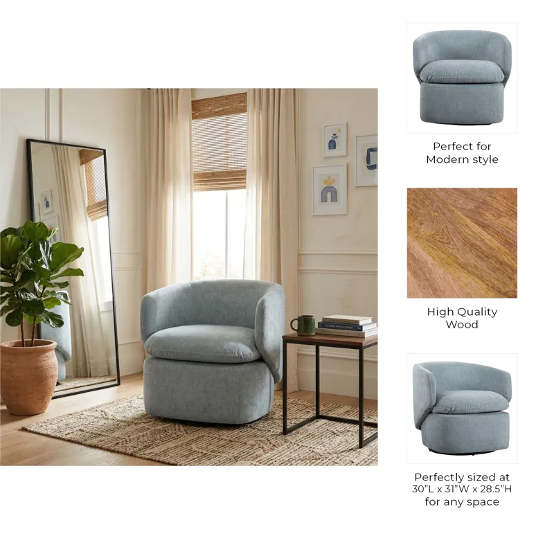 31x30" Modern Swivel Accent Chair, Light Blue