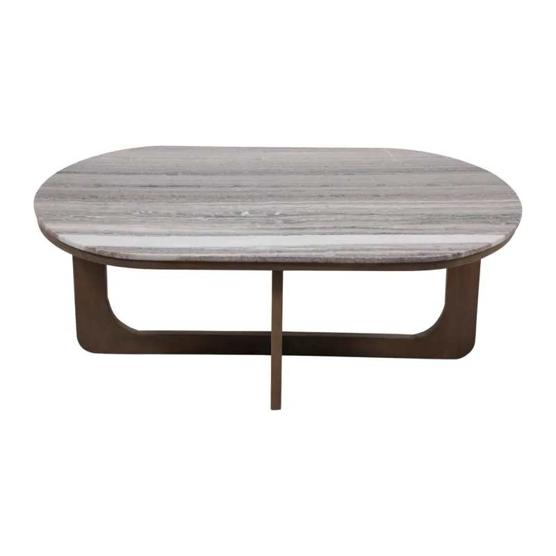 45x25\" Morchana Marble Top Coffee Table, Gray/brow