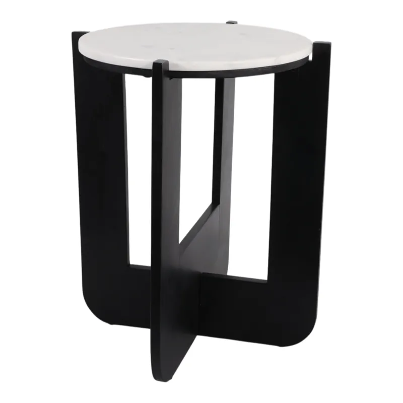 19x16\" Criss-cross Marble Top Accent Table,wht/blk