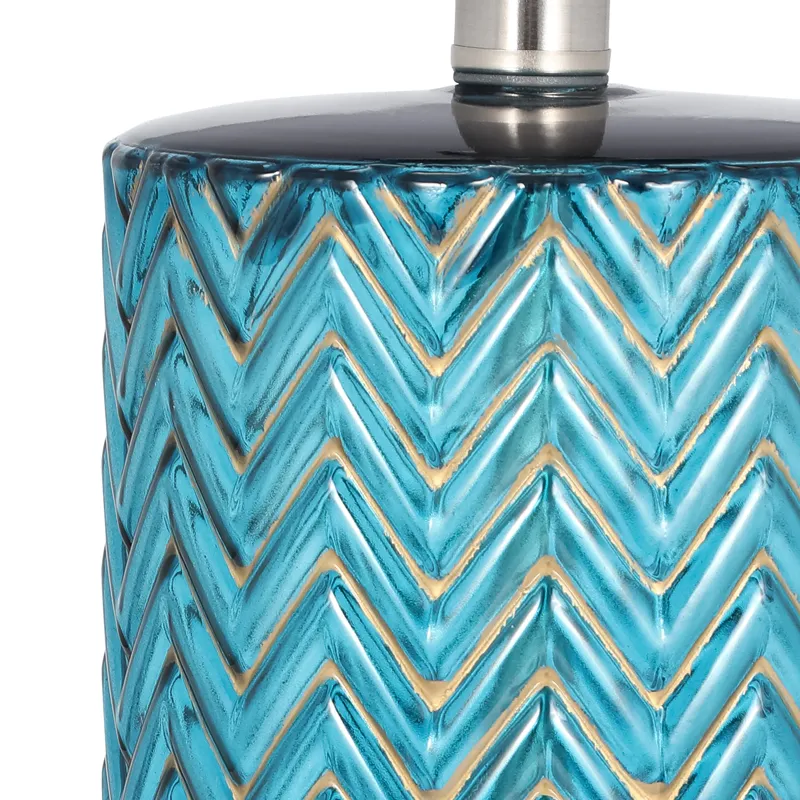 Glass 28\"  Chevron Table Lamp, Blue