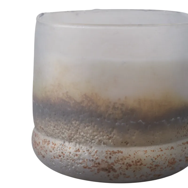 4\" 12 Oz Lakeside Rain Frosted Glass Candle, Blue