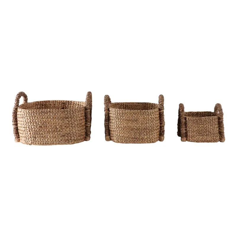S/3 15/20/24\" Oval Waterhyacinth Baskets, Natural