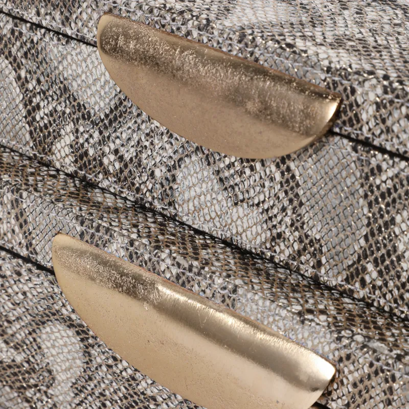 S/2 10/12" Shimmer Snakeskin Boxes W/ Hardware, Go