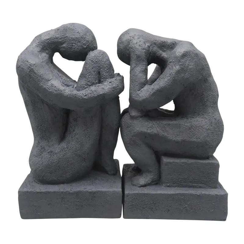 7\" Thinking Man Bookends, Charcoal
