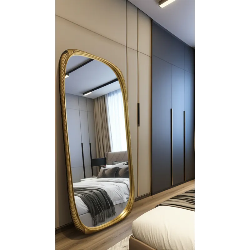 90x42" Ribbed Curved Mirror, Gold