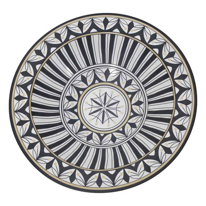 Matte White/black Bowl, Leaf Pattern