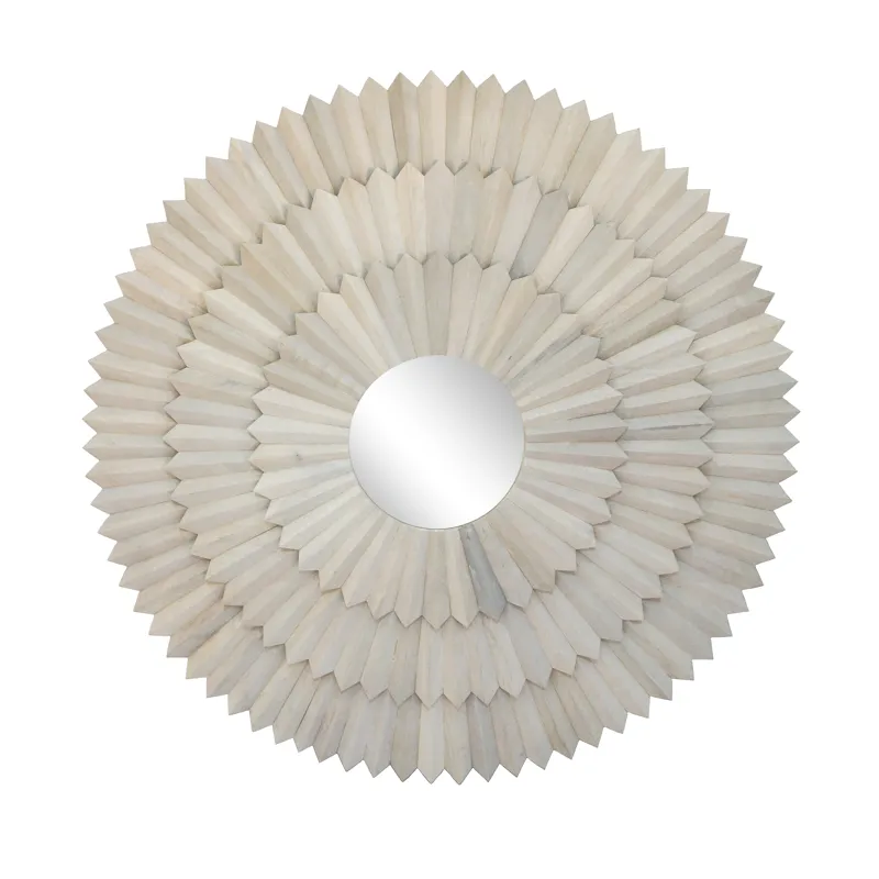 Light Wood Sunburst Mirror