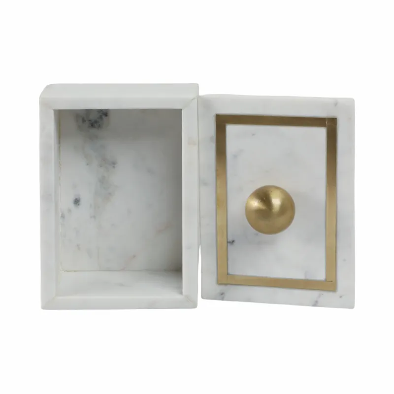 Ec Marble, 7x5 Rectangular Box - Knob, White