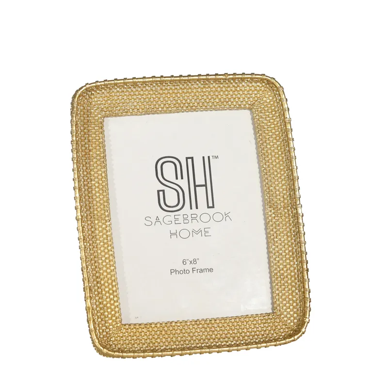 Resin, 8" Weave Patt Photo Frame, Gold