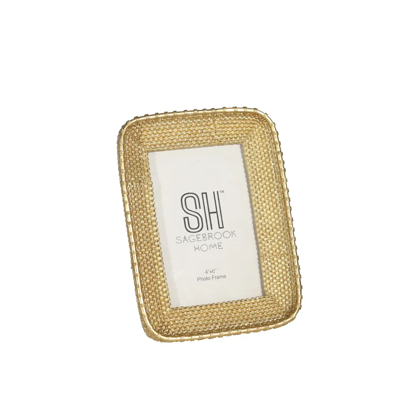 Resin, 6" Weave Patt Photo Frame, Gold