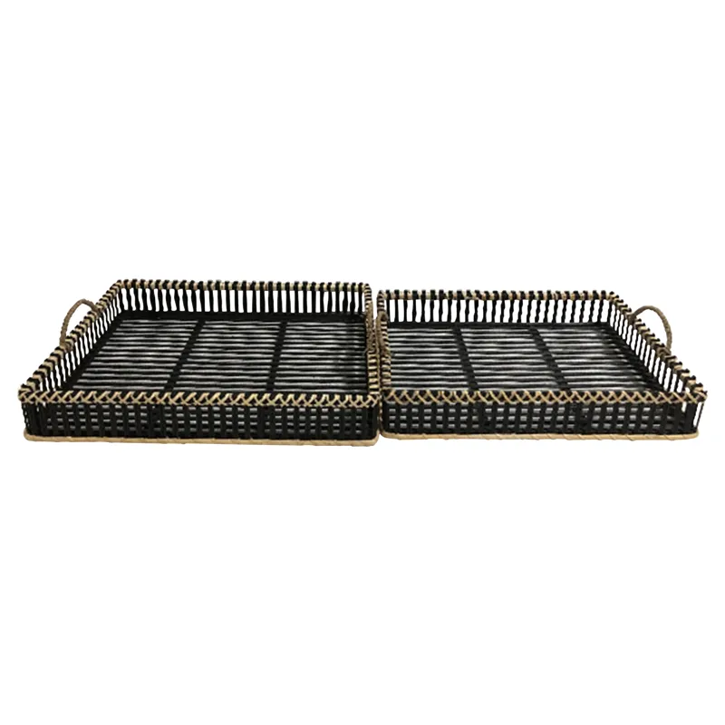 S/2 Bamboo Trays 20/22", Black