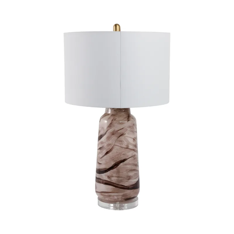 29x17" Swirled Glass Table Lamp, Brown
