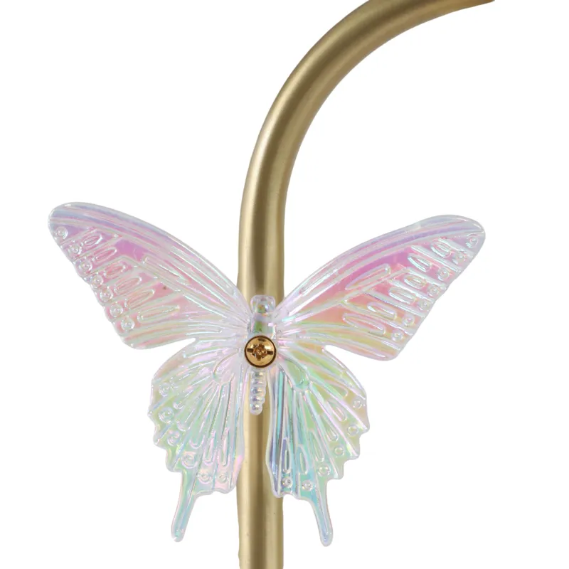 24x15\" Metal Table Lamp With Glass Butterflies, Go