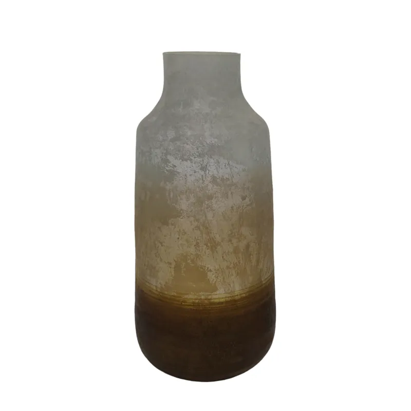 15\" Gold Ombre Glass Vase, White/gold