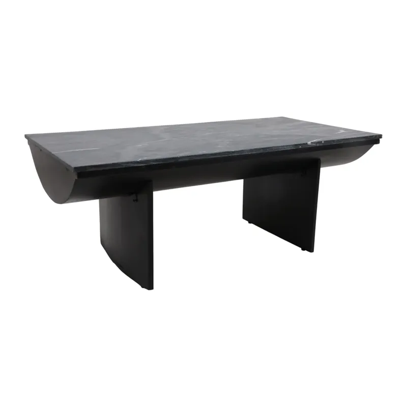 46x24\" Modern Marble Top Coffee Table, Black