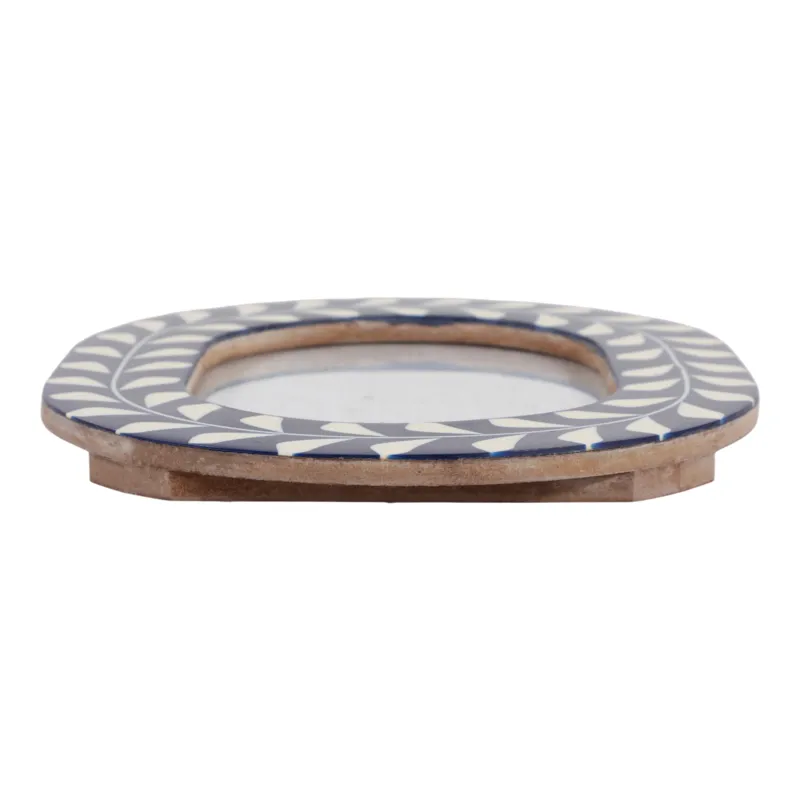 5x7 Vine Inlay Oval Photo Frame, Navy/ivory
