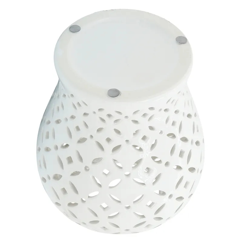 18" Cut-out Daisies Temple Jar, White