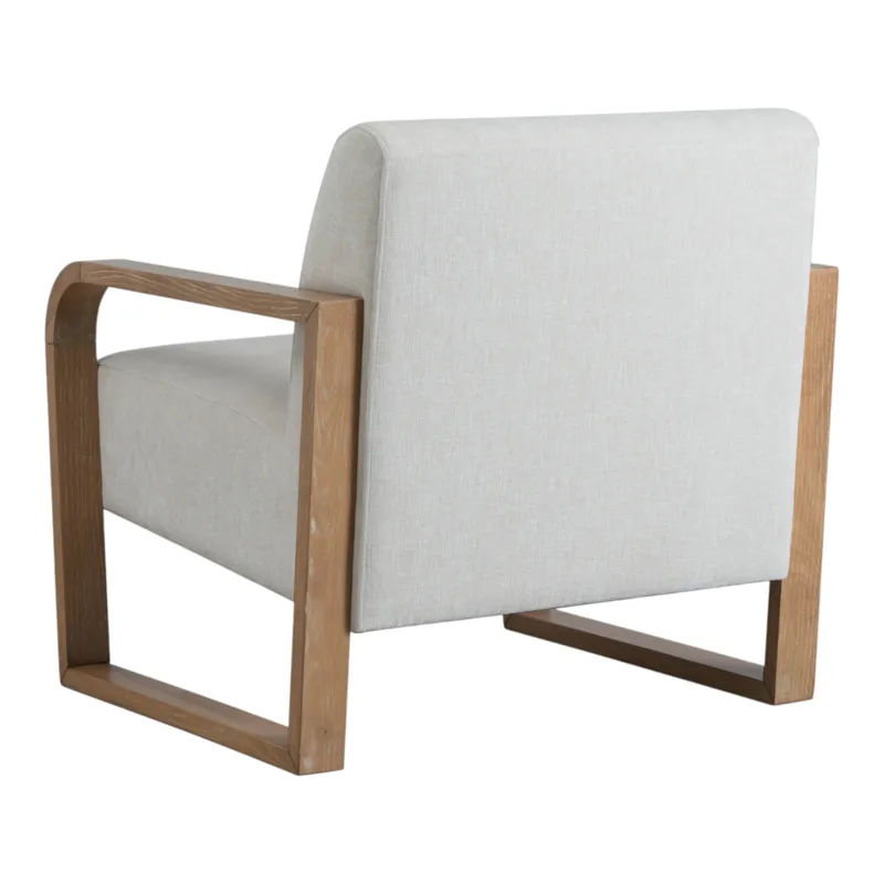 34x31" Open Arm Accent Chair, Ivory/brown