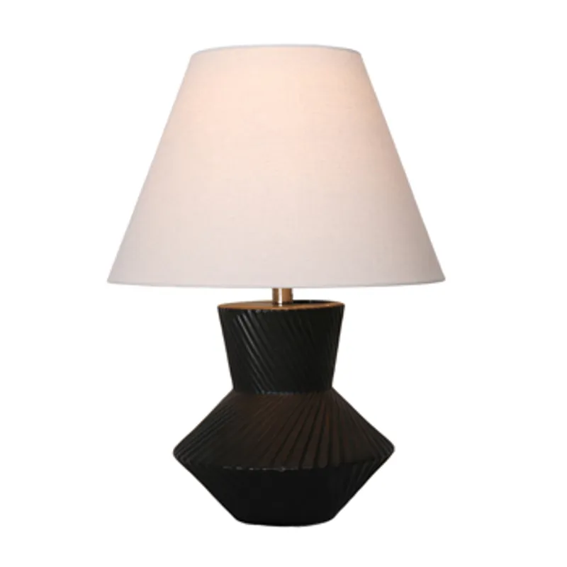 23\" Ribbed Totem Table Lamp, Black/white